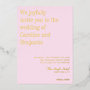 Minimalist Elegant Modern Wedding Pink Gold Foil Foil Invitation