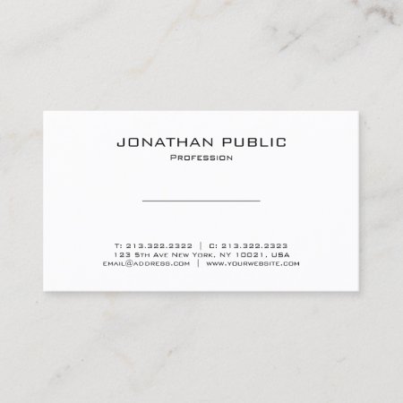 Minimalist Elegant Modern White Plain Professional Business Card