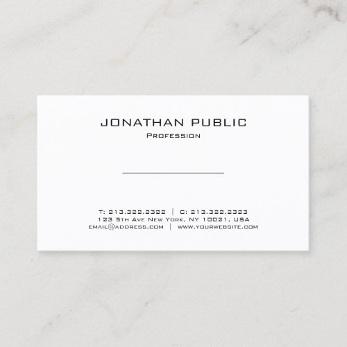 Minimalist Elegant Modern White Plain Professional Business Card