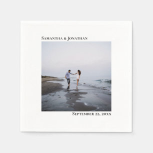 Minimalist Elegant Modern White Wedding Photo Napkins