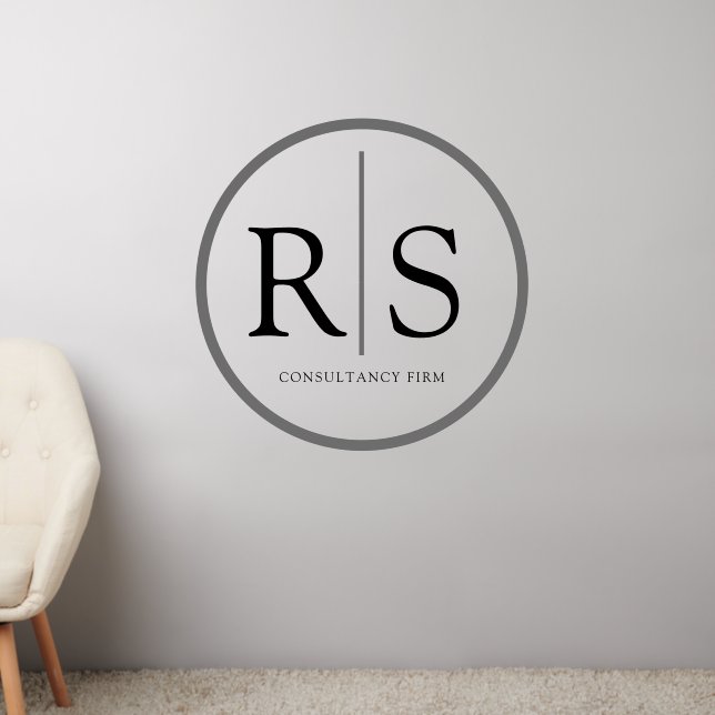 Minimalist Elegant Monogram Business  Wall Decal (Living Room 2)