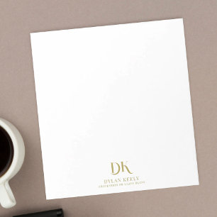 Minimalist Elegant Monogram Chic Gold Stylish Notepad