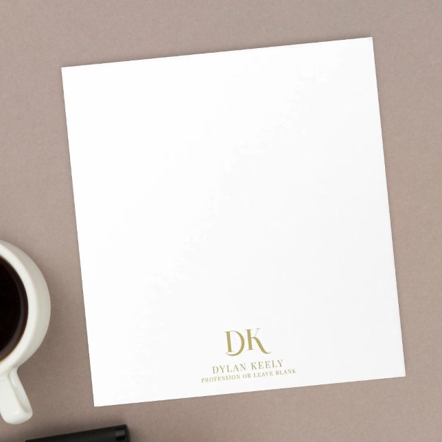 Minimalist Elegant Monogram Chic Gold Stylish Notepad (Creator Uploaded)