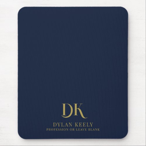 Minimalist Elegant Monogram Dark Navy Blue Stylish Mouse Pad
