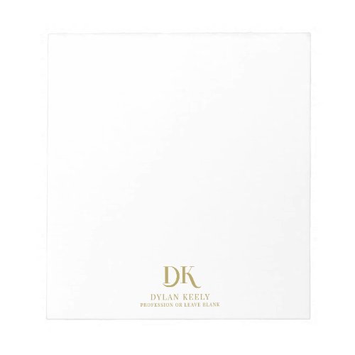 Minimalist Elegant Monogram Dark Red Gold Stylish Notepad