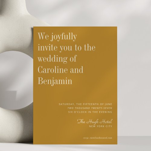 Minimalist Elegant Mustard Yellow Modern Wedding Invitation