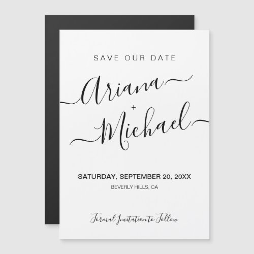 Minimalist Elegant Name Script black white Wedding