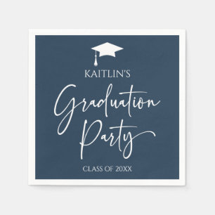 Minimalist Elegant Navy Blue Graduation Party Napkins