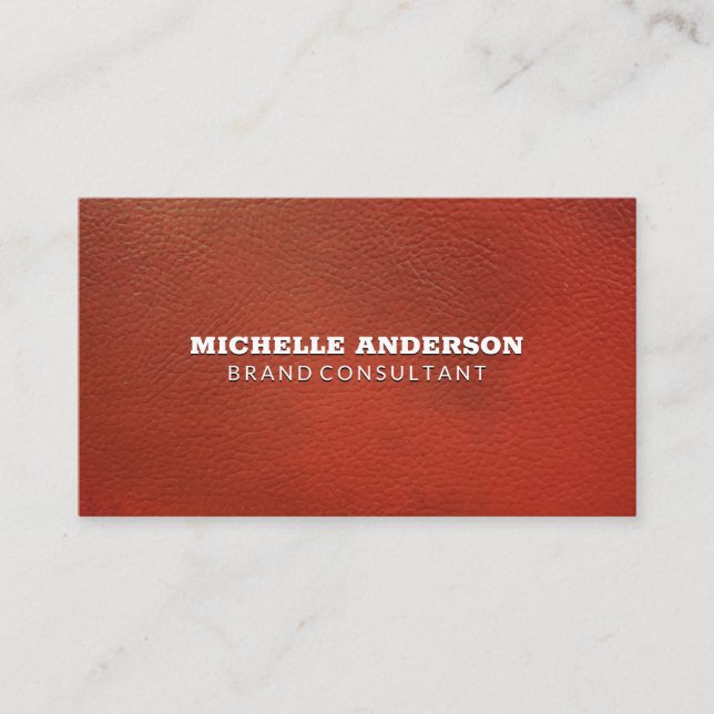Minimalist | Elegant Orange Leather Business Card (Front)