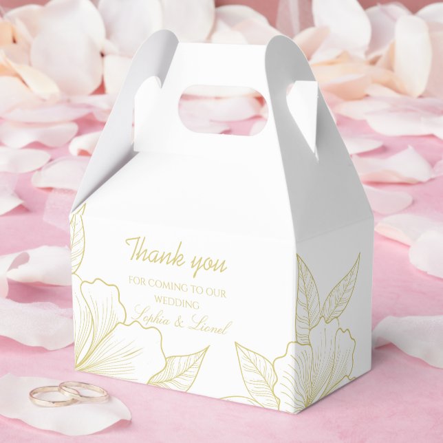 Minimalist Elegant Outline Floral Wedding Favor Boxes (Wedding)