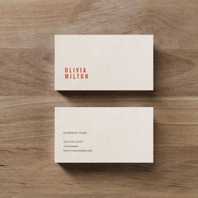 Minimalist Elegant Paper Texture Red Consultant Business Card (Creator Uploaded)