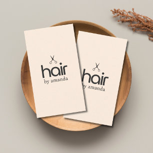 Minimalist Elegant Pastel Beige Bold Scissor Hair Business Card