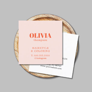 Minimalist Elegant Pastel Bold Hairdresser Square Business Card