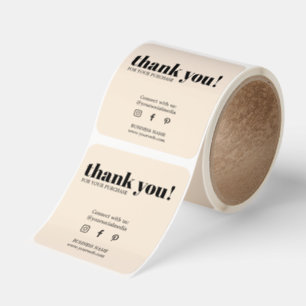 Minimalist Elegant Pastel Bold Thank You Square Sticker