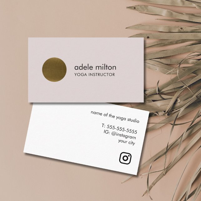Minimalist Elegant Pastel Faux Copper Circle Yoga Business Card (Creator Uploaded)