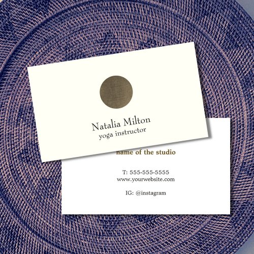 Minimalist  Elegant Pastel Faux Metal Circle Yoga Business Card