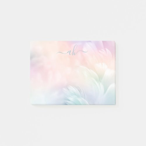 Minimalist Elegant Pastel Rainbow Fluffy Feathers  Post_it Notes