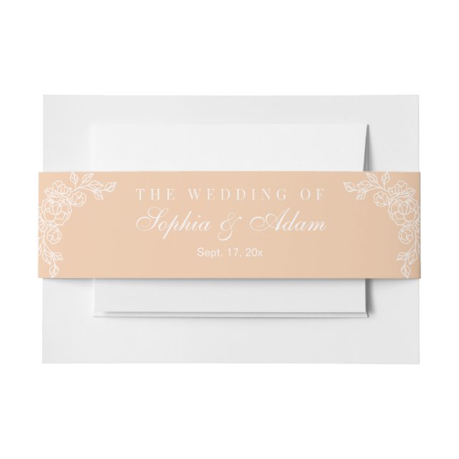 Minimalist Elegant Peach Invitation Belly Band (Front Example)