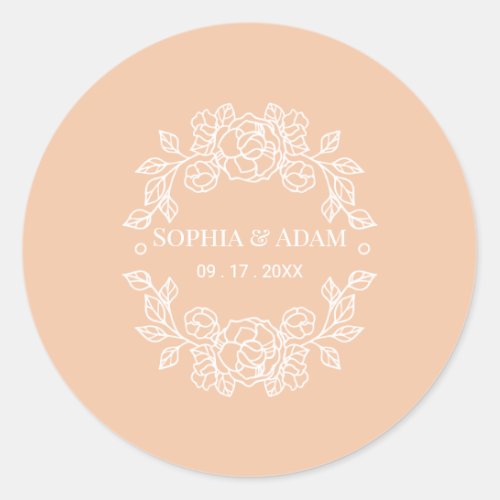 Minimalist Elegant Peach Program Fan Classic Round Sticker