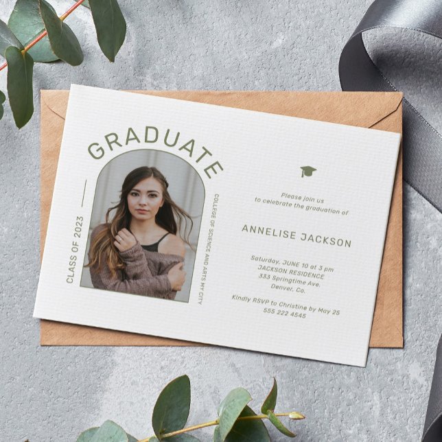 Minimalist elegant photo graduation party invite (Creator Uploaded)