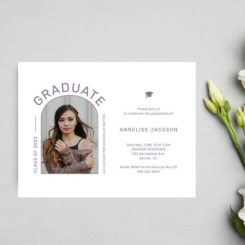 Minimalist elegant photo graduation party invite