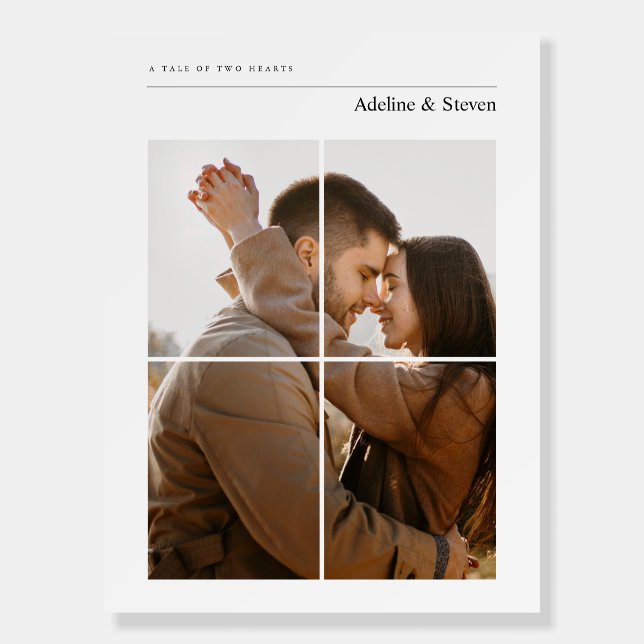 Minimalist Elegant Photo Grid Wedding Welcome  Foam Board (Front)