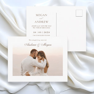Minimalist elegant photo wedding  postcard