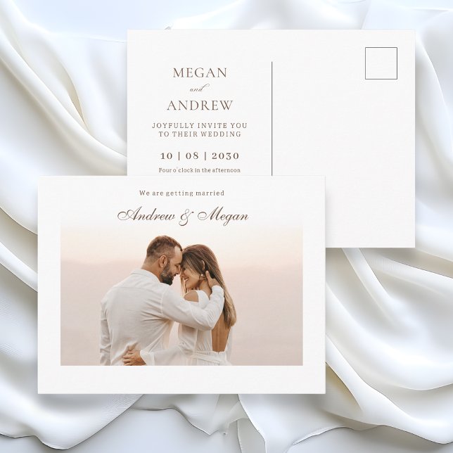 Minimalist elegant photo wedding  postcard (Creator Uploaded)