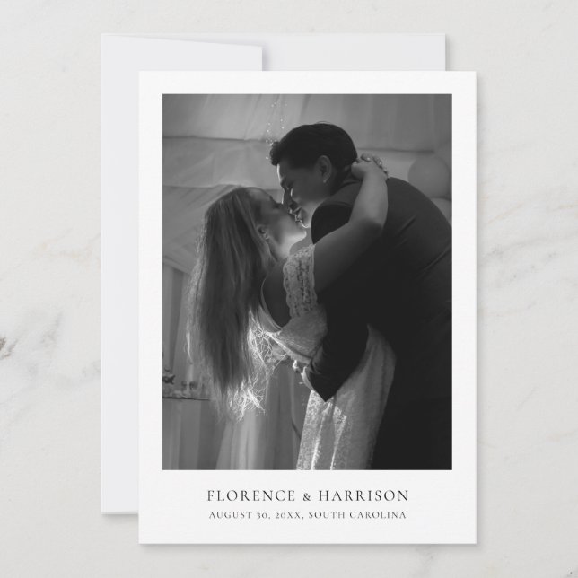 Minimalist Elegant Photo Wedding Save the Date  (Front)