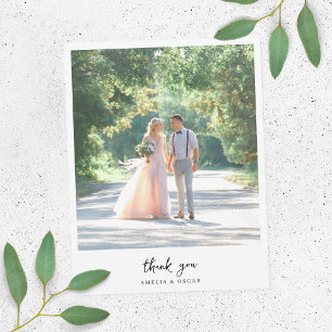 Minimalist Elegant Photo Wedding Thank You Card