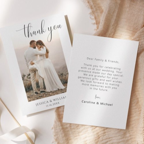 Minimalist Elegant Photo Wedding Thank You Card