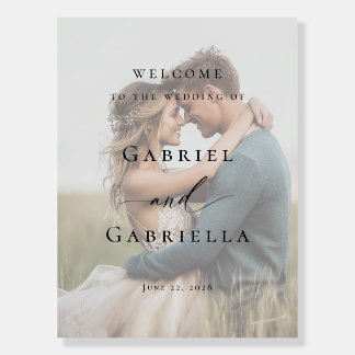 Minimalist elegant photo wedding welcome foam board