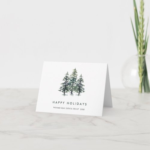 Minimalist Elegant Pine Tree Christmas Corporate Holiday Card