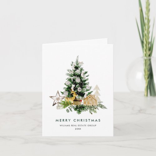 Minimalist Elegant Pine Tree Christmas Corporate Holiday Card