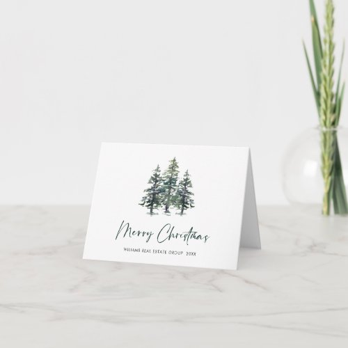 Minimalist Elegant Pine Tree Christmas Corporate Holiday Card