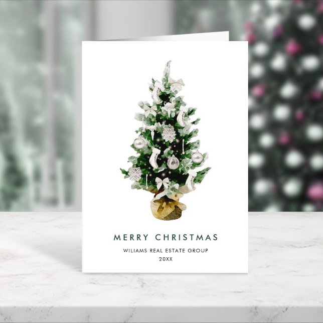 Minimalist Elegant Pine Tree Christmas Corporate Holiday Card (Creator Uploaded)