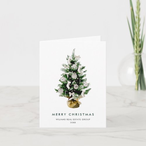 Minimalist Elegant Pine Tree Christmas Corporate Holiday Card