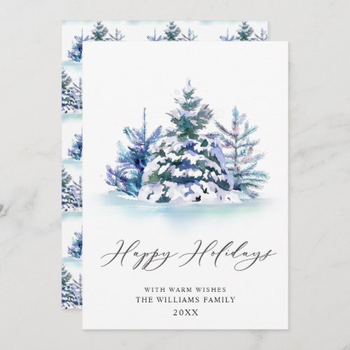 Minimalist Elegant Pine Tree Christmas Greeting Holiday Card