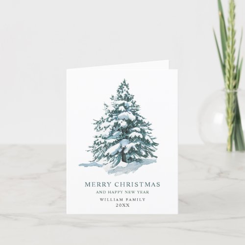 Minimalist Elegant Pine Tree Christmas Greeting Holiday Card