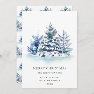 Minimalist Elegant Pine Tree Christmas Greeting Holiday Card
