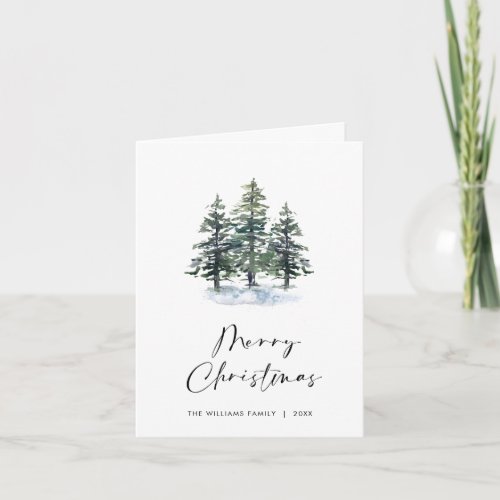 Minimalist Elegant Pine Tree Christmas Greeting Holiday Card