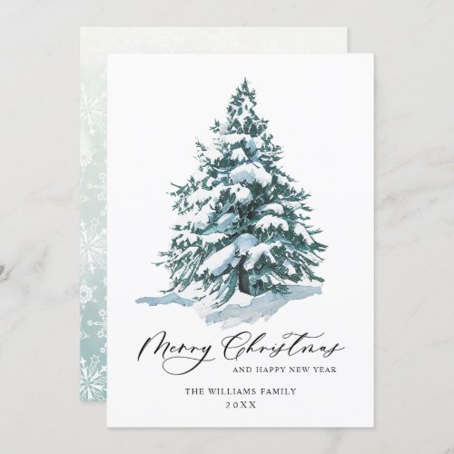 Minimalist Elegant Pine Tree Christmas Greeting Holiday Card