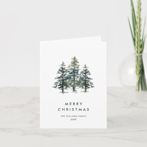 Minimalist Elegant Pine Tree Christmas Greeting Holiday Card