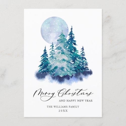 Minimalist Elegant Pine Tree Christmas Greeting Holiday Card