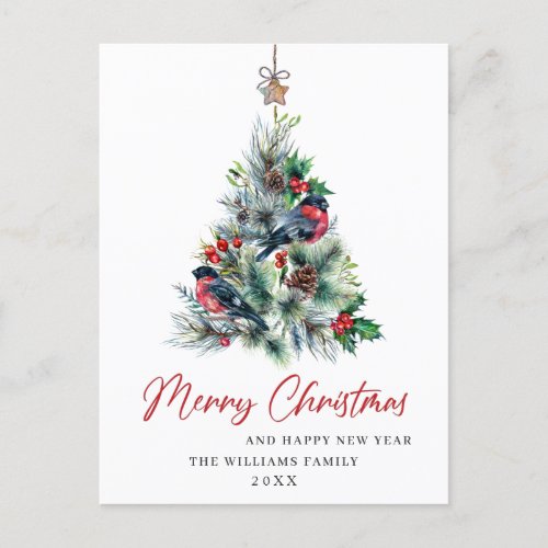 Minimalist Elegant Pine Tree Christmas Greeting Postcard