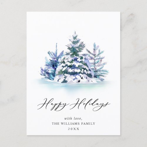 Minimalist Elegant Pine Tree Christmas Greeting Postcard