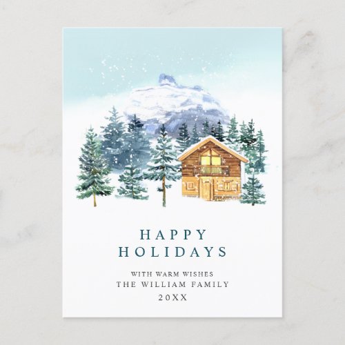 Minimalist Elegant Pine Tree Christmas Greeting Postcard