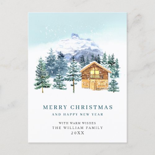 Minimalist Elegant Pine Tree Christmas Greeting Postcard