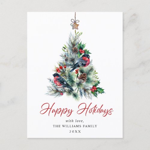 Minimalist Elegant Pine Tree Christmas Greeting Postcard