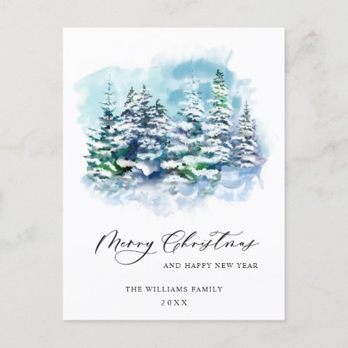 Minimalist Elegant Pine Tree Christmas Greeting Postcard